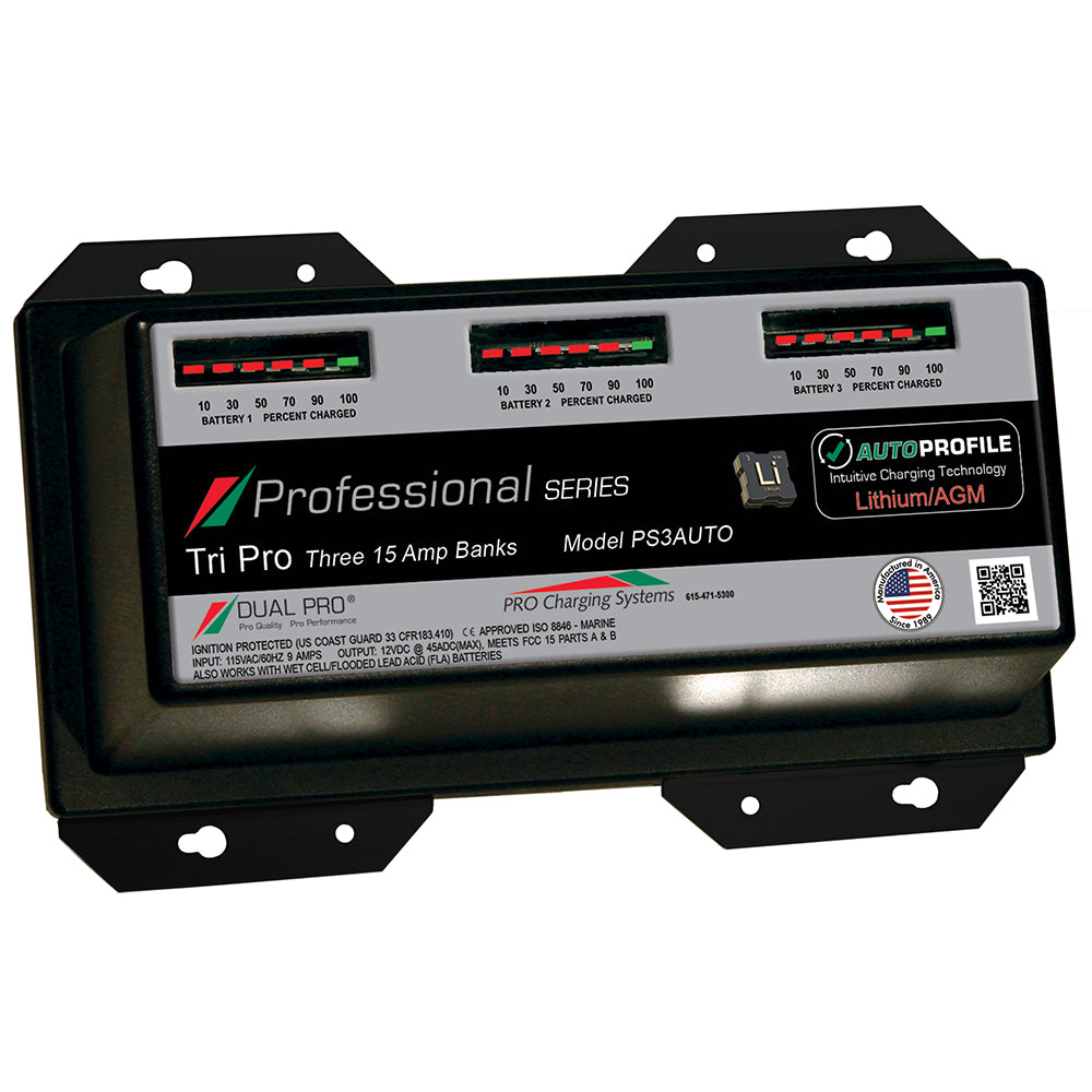 Dual Pro PS3 Auto 15A  3Bank LithiumAGM Battery Charger