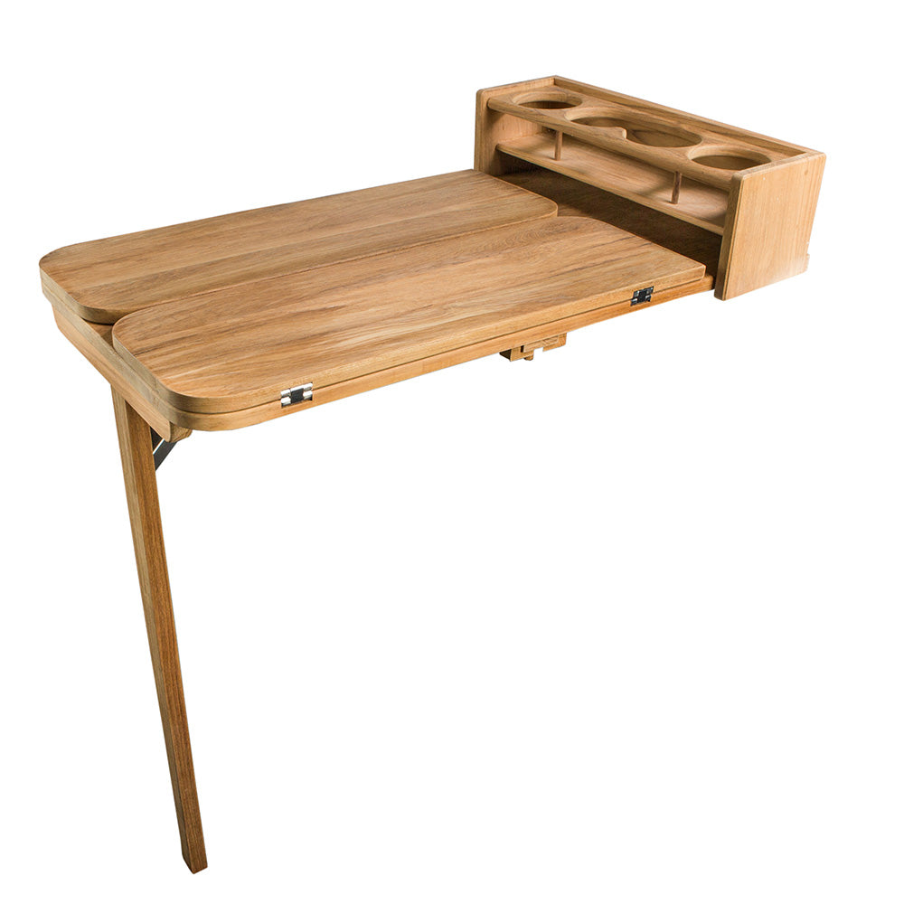 Whitecap Cockpit Table wFolding Leaves  4 Cupholders  Teak