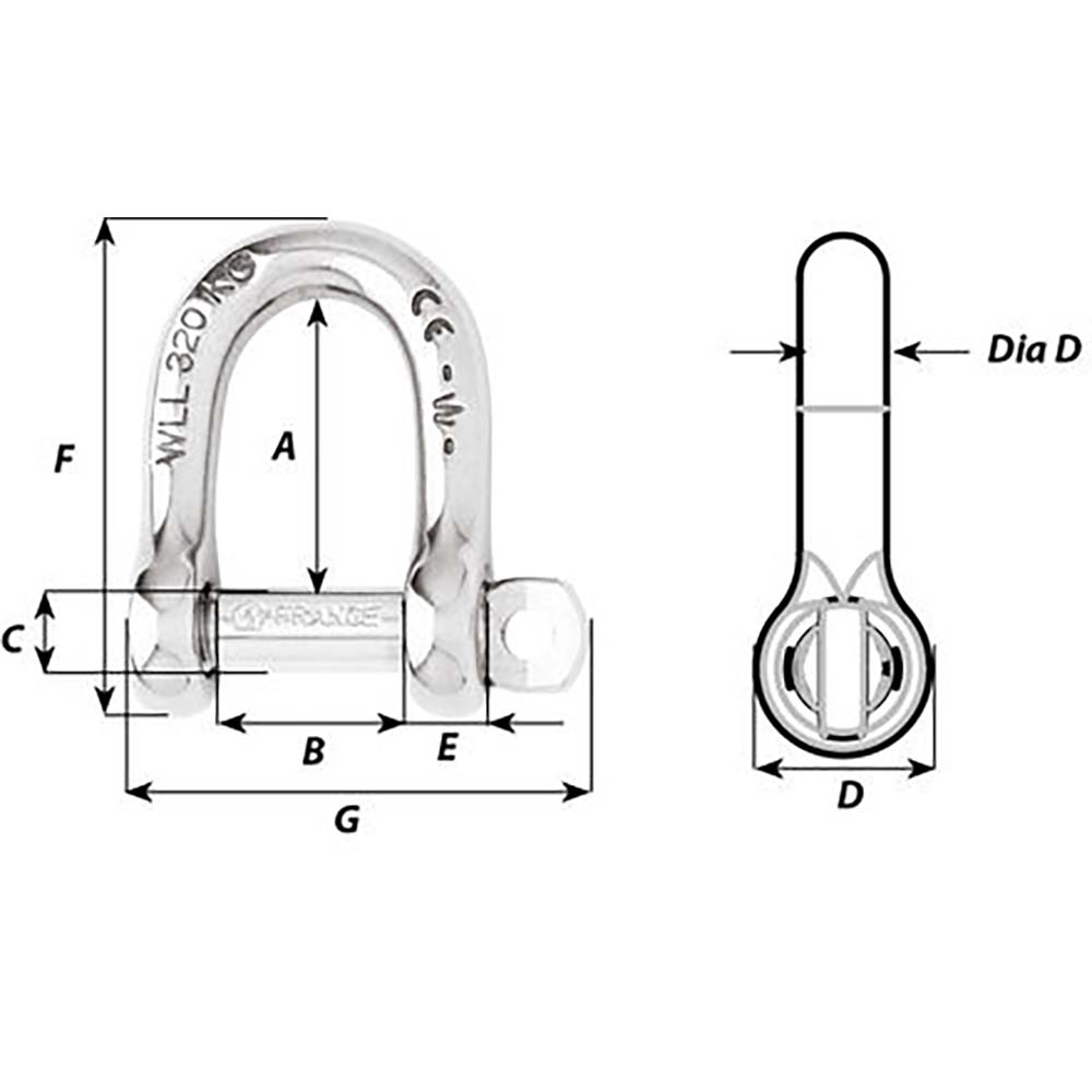 Wichard SelfLocking D Shackle  Diameter 6mm  14