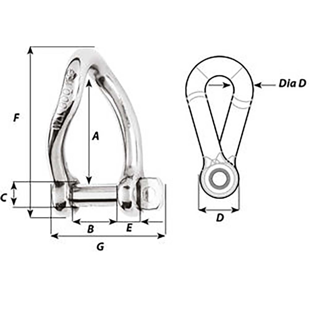 Wichard SelfLocking Twisted Shackle  Diameter 5mm  316