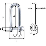 Wichard Captive Pin Long D Shackle  Diameter 4mm  532