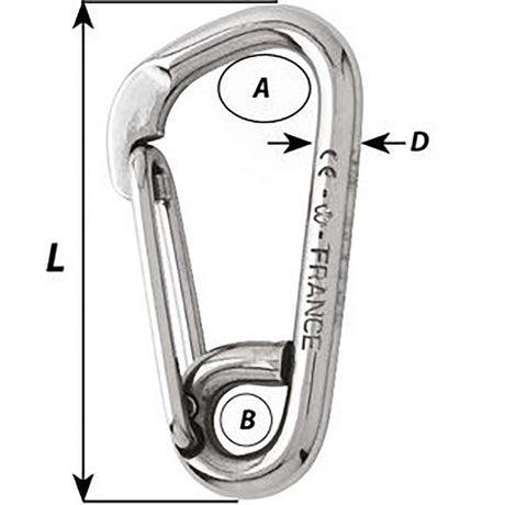 Wichard Asymmetric Carbine Hook  Length 60mm  14