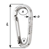 Wichard Symmetric Carbine Hook Without Eye  Length 80mm  516