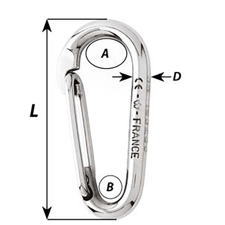 Wichard Symmetric Carbine Hook Without Eye  Length 80mm  516