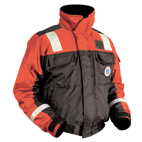Mustang Classic Flotation Bomber Jacket wReflective Tape  OrangeBlack  Large