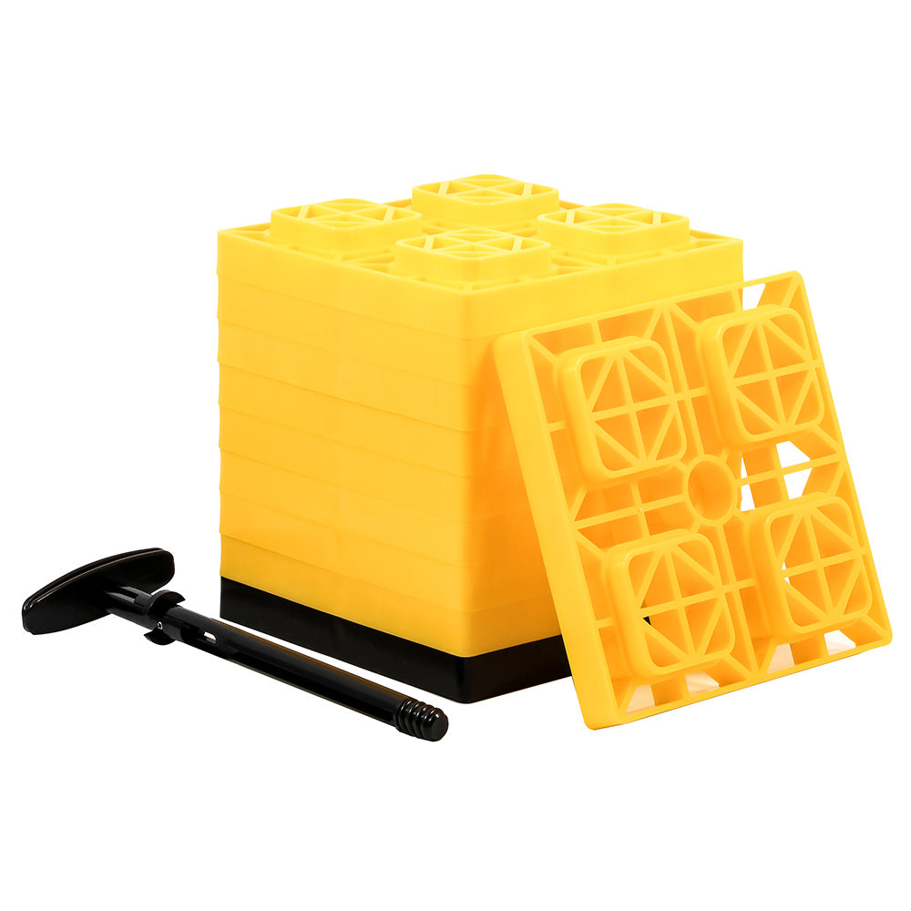Camco FasTen Leveling Blocks wTHandle  2x2  Yellow 10Pack