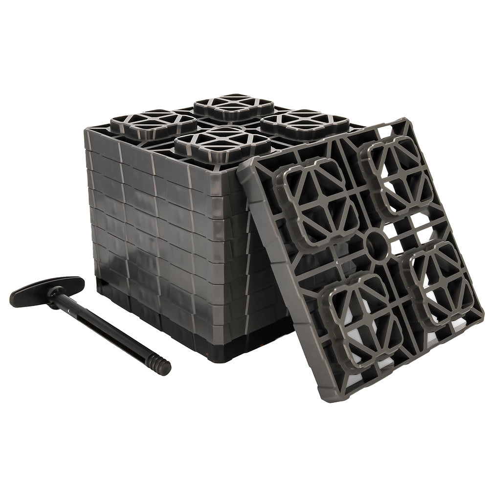 Camco FasTen Leveling Blocks XL wTHandle  2x2  Grey 10Pack