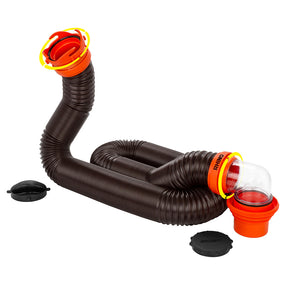 Camco RhinoFLEX 15 Sewer Hose Kit w4 In 1 Elbow Caps