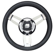 Uflex Morosini 138 Steering Wheel  Black Polyurethane wStainless Steel Spokes  Chrome Hub