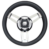 Uflex Morosini 138 Steering Wheel  Black Polyurethane wStainless Steel Spokes  Chrome Hub