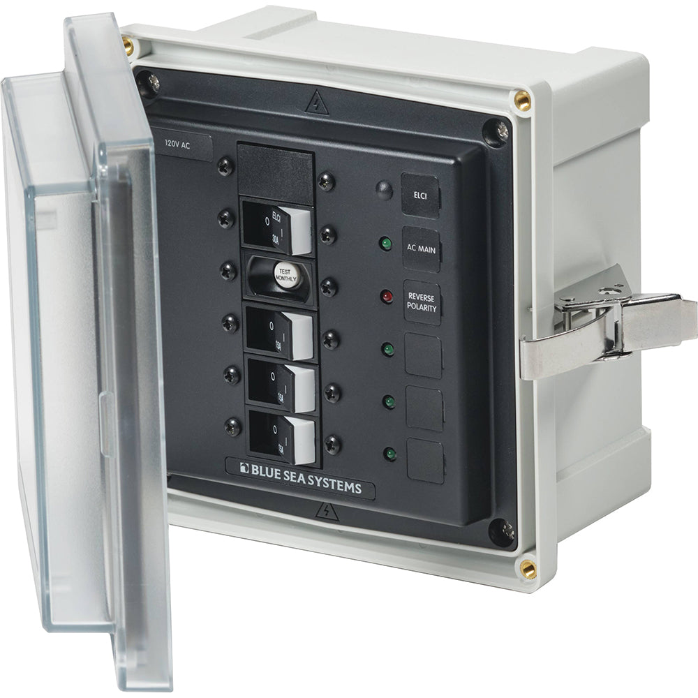 Blue Sea 3128  SMS Panel Enclosure wELCI 30A  3 Branch 15A  120V AC