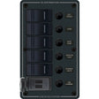 Blue Sea 8521  5 Position Contura Switch Panel wDual USB Chargers  1224V DC  Black