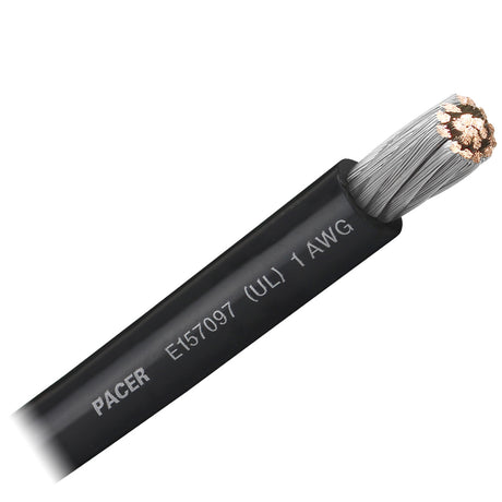 Pacer Black 1 AWG Battery Cable  Sold By The Foot