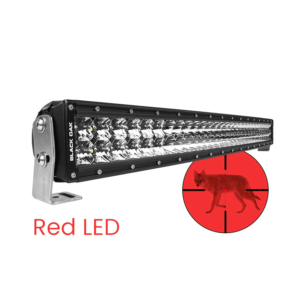 Black Oak 30 Curved Double Row Red LED Predator Hunting Light Bar  Combo Optics  Black Housing  Pro Series 30