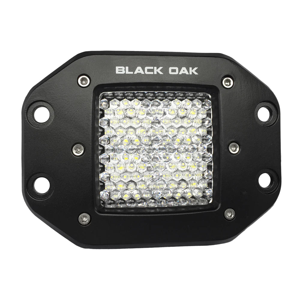 Black Oak 2 Flush Mount LED Pod Light  Flood Optics  Black Housing  Pro Series 30