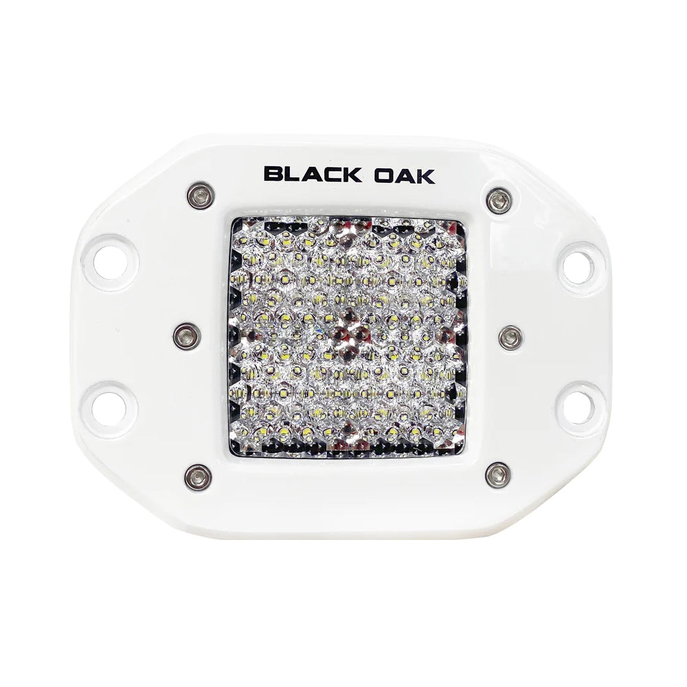 Black Oak 2 Marine Flush Mount LED Pod Light  Diffused Optics  White Housing  Pro Series 30
