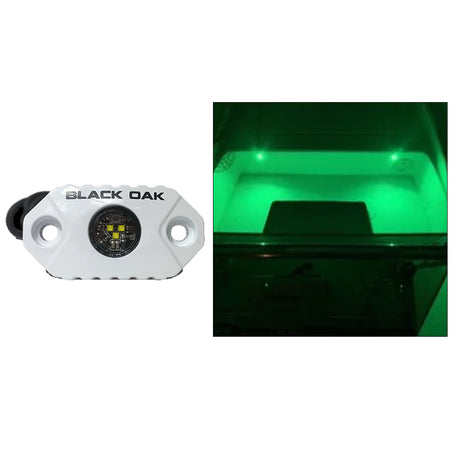 Black Oak Rock Accent Light  Green LEDs  White Housing