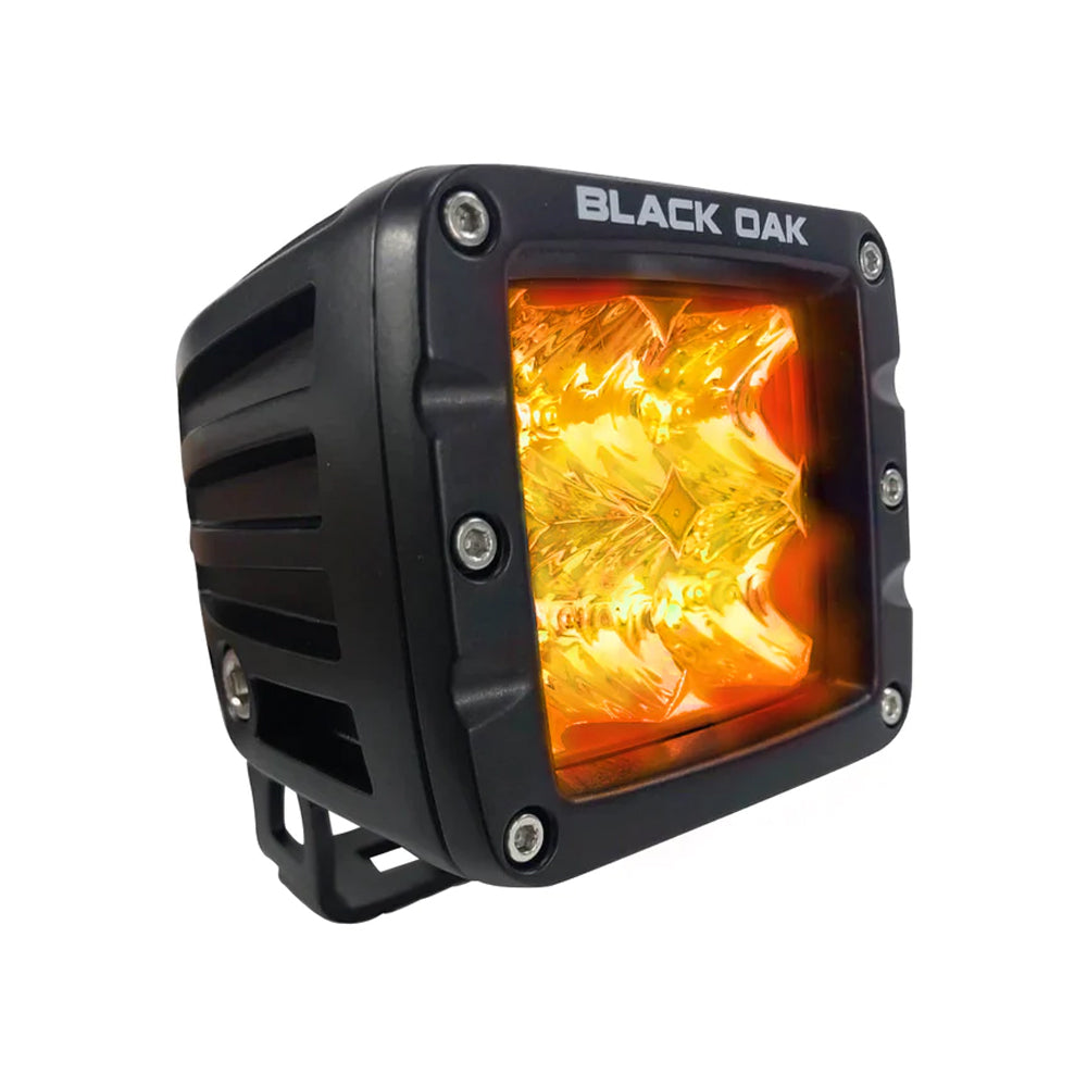 Black Oak 2 Amber LED Pod Light  Flood Optics  Black Housing  Pro Series 30