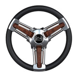 Schmitt Marine Burano Wheel 14 34 Tapered Shaft Burl Polyurethane wStainless Spoke Includes Center CapNut