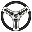 Schmitt Marine Burano Wheel 14 34 Tapered Shaft Black Polyurethane wStainless Spoke Includes Center CapNut