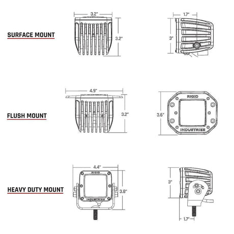 RIGID Industries DSeries PRO Flood Diffused Surface Mount Black Light  Pair