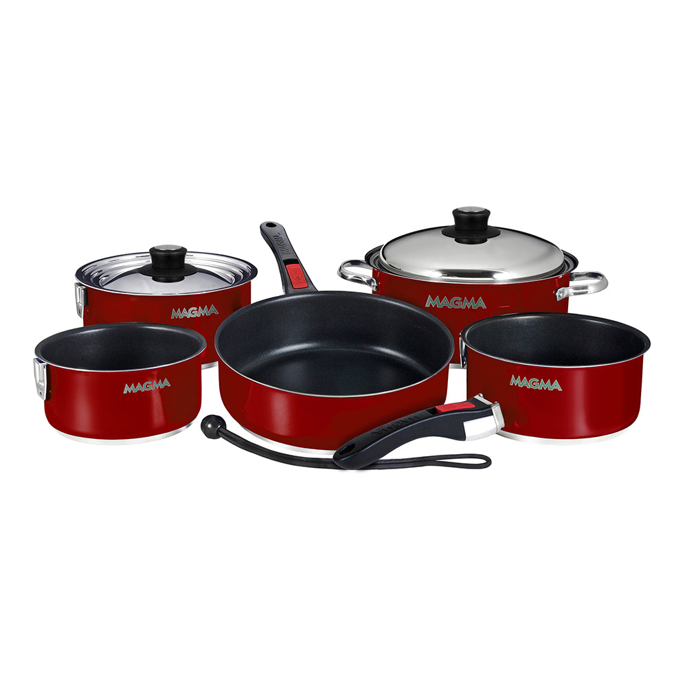 Magma Nestable 10 Piece Induction NonStick Enamel Finish Cookware Set  Magma Red