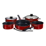 Magma Nestable 10 Piece Induction NonStick Enamel Finish Cookware Set  Magma Red