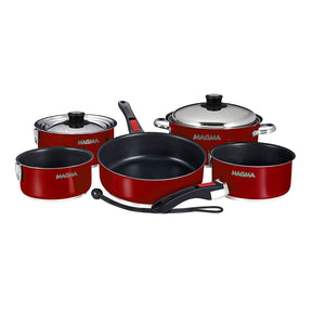 Magma Nestable 10 Piece Induction NonStick Enamel Finish Cookware Set  Magma Red
