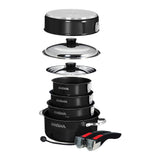 Magma Nestable 10 Piece Induction NonStick Enamel Finish Cookware Set  Jet Black