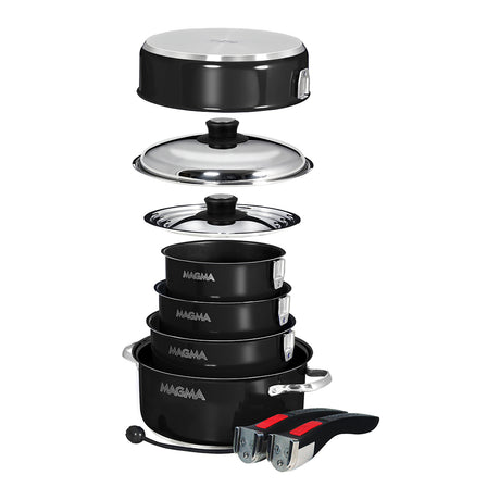 Magma Nestable 10 Piece Induction NonStick Enamel Finish Cookware Set  Jet Black