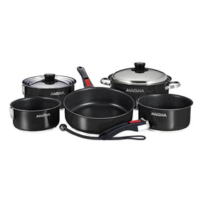 Magma Nestable 10 Piece Induction NonStick Enamel Finish Cookware Set  Jet Black