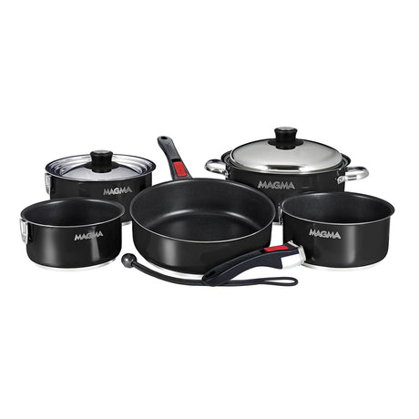 Magma Nestable 10 Piece Induction NonStick Enamel Finish Cookware Set  Jet Black