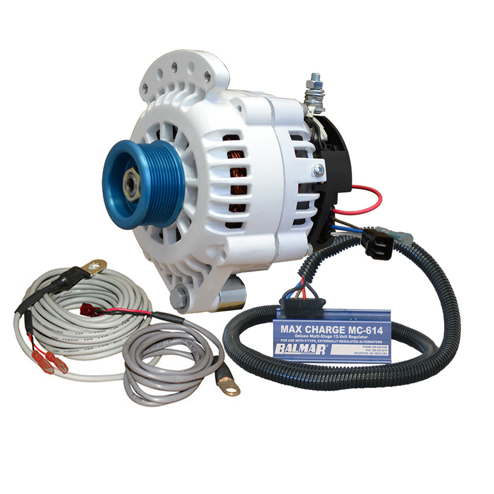 Balmar Alternator 100 AMP Kit 12V 12 Single Foot Spindle Mount J10 Pulley Regulator  Temp Sensor