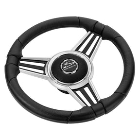 Schmitt Marine PU30 14 Wheel  Chrome Cap  Spoke Inserts  Black Spokes  34 Tapered Shaft
