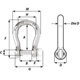 Wichard Not SelfLocking Bow Shackle  20mm Diameter  2532