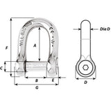 Wichard SelfLocking Allen Head Pin D Shackle  10mm Diameter  1332