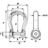 Wichard SelfLocking Allen Head Pin Bow Shackle  8mm Diameter  516