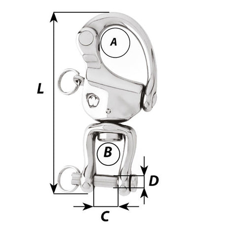 Wichard HR Snap Shackle With Clevis Pin Swivel  120mm Length  42332
