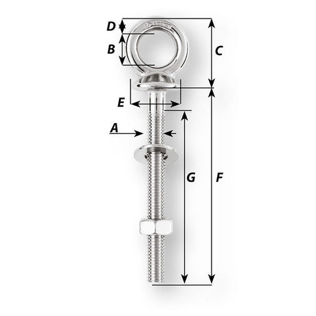 Wichard Eye Bolt  M10 x 150mm  Length 100mm