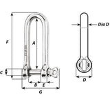 Wichard HR Long D Shackle  10mm Diameter  2564