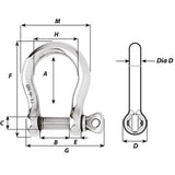 Wichard HR Bow Shackle  10mm Pin Diameter
