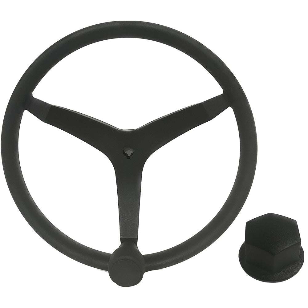 Uflex  V46  135 Stainless Steel Steering Wheel wSpeed Knob  Chrome Nut  Black