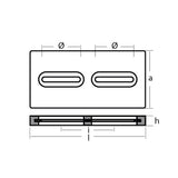 Tecnoseal Rectangular Zinc Plate Anode wInserts  12 x 6 x 1