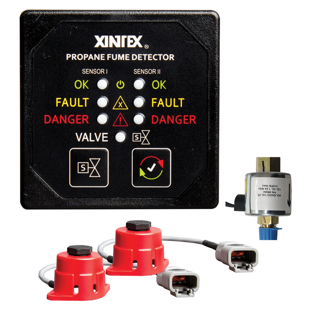FireboyXintex Propane Fume Detector 2 Channel 2 Sensors Solenoid Valve  Control  20 Cable  24V DC