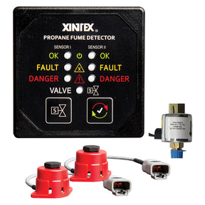 FireboyXintex Propane Fume Detector 2 Channel 2 Sensors Solenoid Valve  Control  20 Cable  24V DC