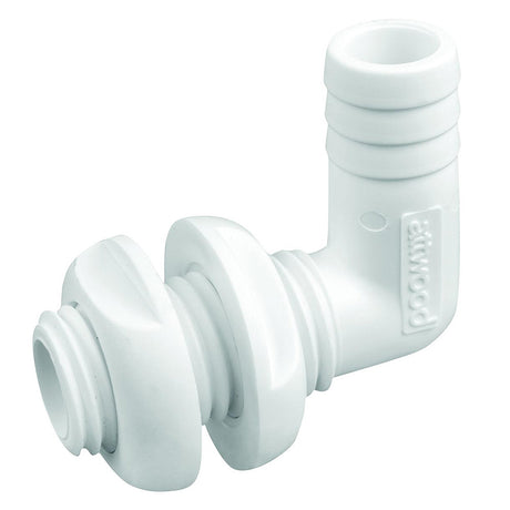 Attwood White Plastic 90 Degree ThruHull Connector  34 Inner Diameter