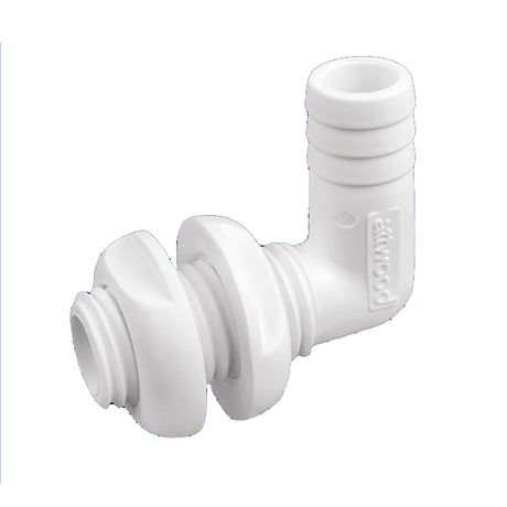 Attwood White Plastic 90 Degree ThruHull Connector  118 Inner Diameter