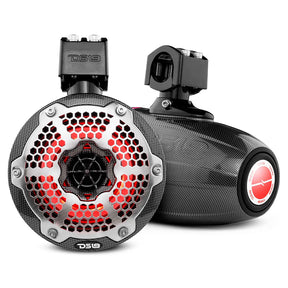 DS18 X Series HYDRO 65 2Way Wakeboard Pod Tower Speakers w15 Compression Driver  RGB Lights  450W  Black