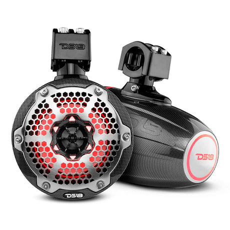 DS18 X Series HYDRO 65 Wakeboard Pod Tower Speaker wRGB LED Light  Black Carbon Fiber