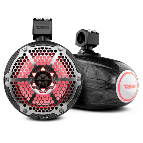 DS18 X Series HYDRO 8 Wakeboard Pod Tower Speaker wRGB LED Light  425W  Black Carbon Fiber